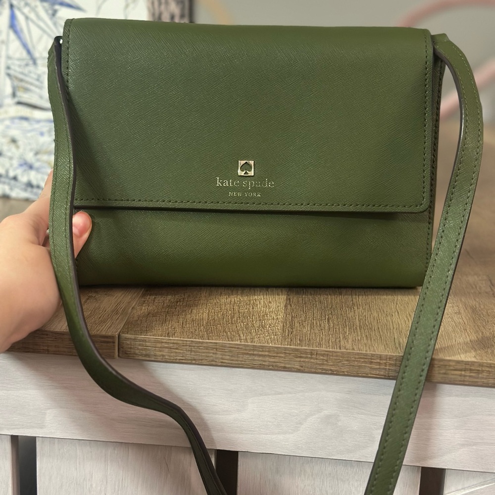 Kate Spade Green Crossbody Bag with Flap Closure